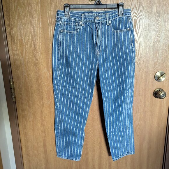 American Eagle Stripped Cropped Jeans, 6 - Picture 1 of 8